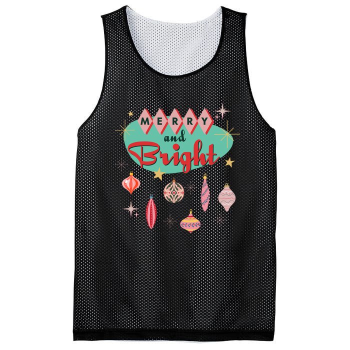 Retro Merry And Bright Midcentury Modern Christmas Ornament Mesh Reversible Basketball Jersey Tank