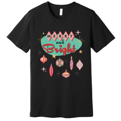 Retro Merry And Bright Midcentury Modern Christmas Ornament Premium T-Shirt