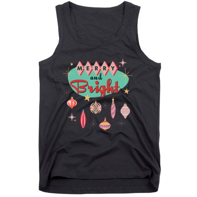 Retro Merry And Bright Midcentury Modern Christmas Ornament Tank Top