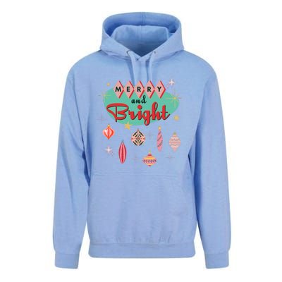 Retro Merry And Bright Midcentury Modern Christmas Ornament Unisex Surf Hoodie