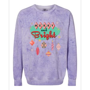 Retro Merry And Bright Mid Century Modern Christmas Ornament Colorblast Crewneck Sweatshirt