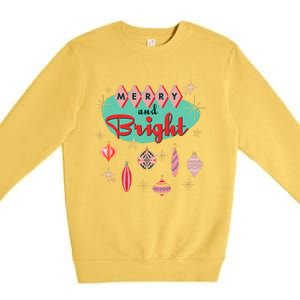 Retro Merry And Bright Mid Century Modern Christmas Ornament Premium Crewneck Sweatshirt