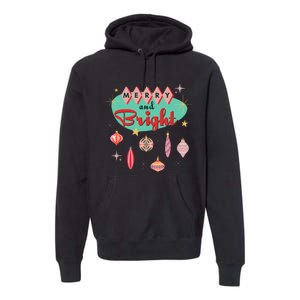 Retro Merry And Bright Mid Century Modern Christmas Ornament Premium Hoodie