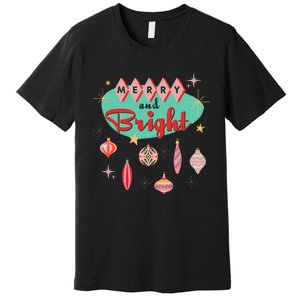 Retro Merry And Bright Mid Century Modern Christmas Ornament Premium T-Shirt