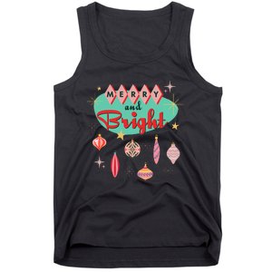 Retro Merry And Bright Mid Century Modern Christmas Ornament Tank Top