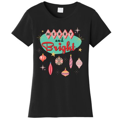 Retro Merry And Bright Mid Century Modern Christmas Ornament Women's T-Shirt