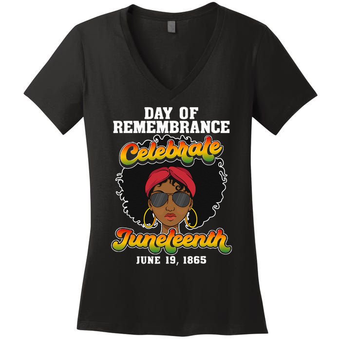 Remembering My Ancestors Juneteenth Freeish Since 1865 Women's V-Neck T-Shirt