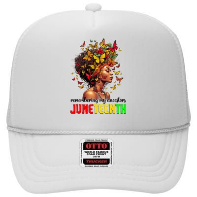 Remembering My Ancestors Juneteenth High Crown Mesh Back Trucker Hat