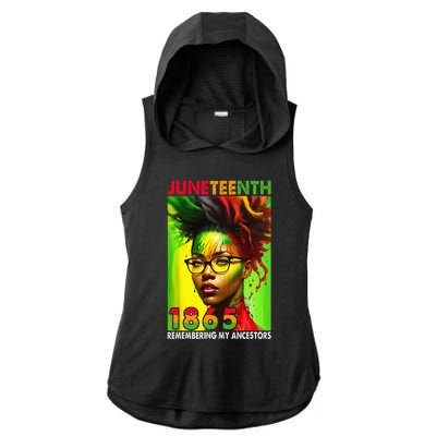 Remembering My Ancestors Juneteenth Black Wo Ladies PosiCharge Tri-Blend Wicking Draft Hoodie Tank