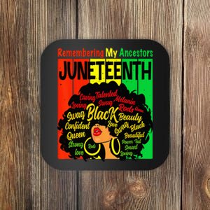 Remembering My Ancestors Juneteenth Natural Hair Black  Coaster