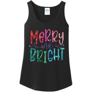 Retro Merry And Bright Merry Christmas Ladies Essential Tank