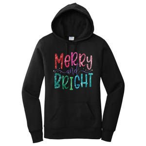 Retro Merry And Bright Merry Christmas Women's Pullover Hoodie