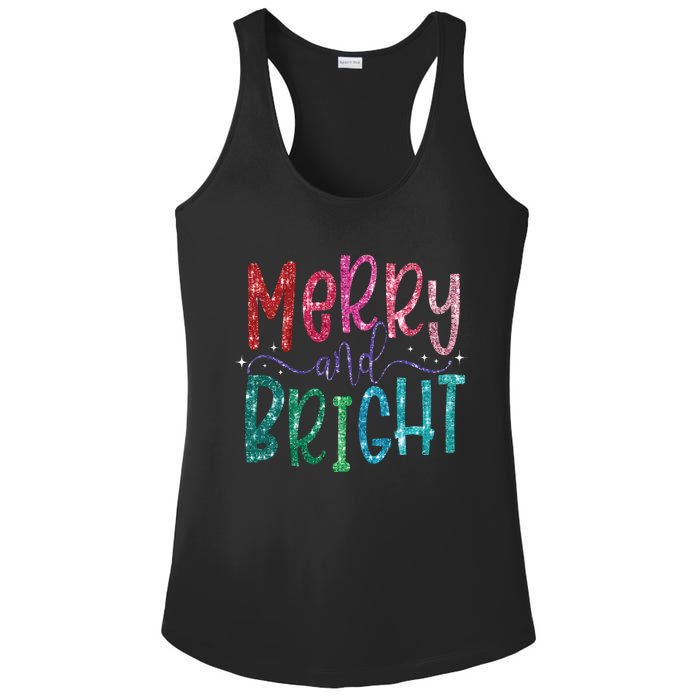 Retro Merry And Bright Merry Christmas Ladies PosiCharge Competitor Racerback Tank