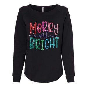 Retro Merry And Bright Merry Christmas Womens California Wash Sweatshirt