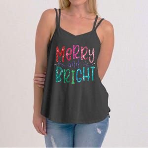 Retro Merry And Bright Merry Christmas Women's Strappy Tank