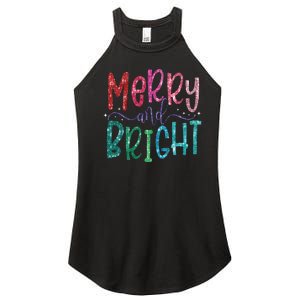 Retro Merry And Bright Merry Christmas Women's Perfect Tri Rocker Tank