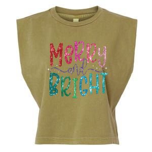 Retro Merry And Bright Merry Christmas Garment-Dyed Women's Muscle Tee