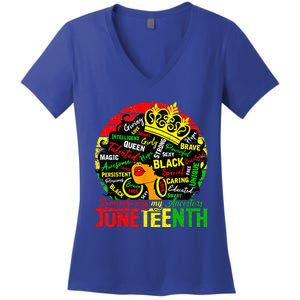 Remembering My Ancestors Juneteenth Celebrate Black Womens Women's V-Neck T-Shirt