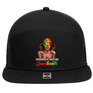 Remembering My Ancestors Juneteenth Celebrate Black Women 7 Panel Mesh Trucker Snapback Hat