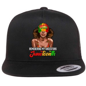 Remembering My Ancestors Juneteenth Celebrate Black Women Flat Bill Trucker Hat