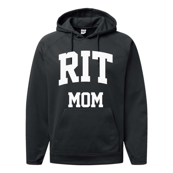 RIT Mom Arch College University Font Performance Fleece Hoodie