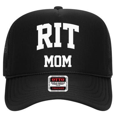 RIT Mom Arch College University Font High Crown Mesh Back Trucker Hat