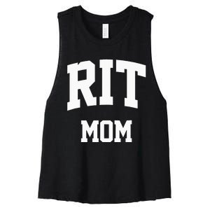 RIT Mom Arch College University Font Women's Racerback Cropped Tank