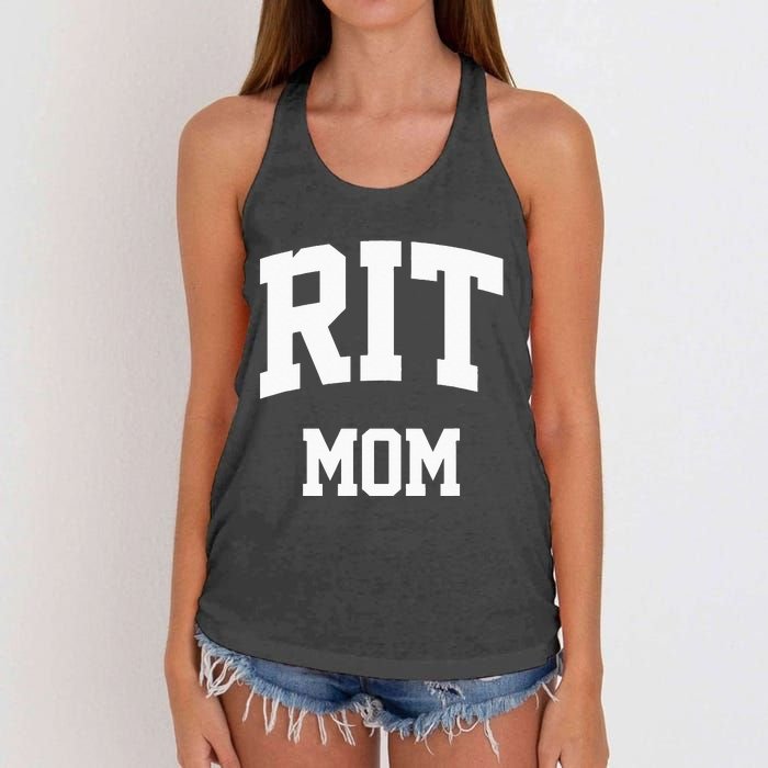 RIT Mom Arch College University Font Women's Knotted Racerback Tank