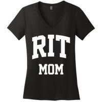 RIT Mom Arch College University Font Women's V-Neck T-Shirt