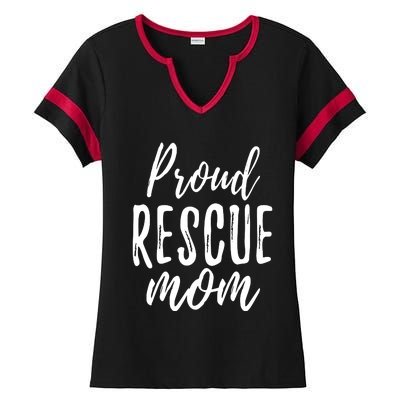 RESCUE MOM Animal Lovers Tee Shelter Dog Cat Love Ladies Halftime Notch Neck Tee