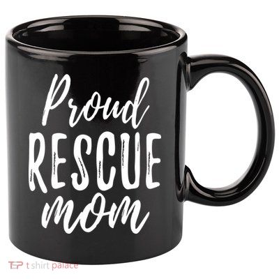 RESCUE MOM Animal Lovers Tee Shelter Dog Cat Love 11oz C Handle Ceramic Mug