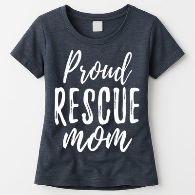 RESCUE MOM Animal Lovers Tee Shelter Dog Cat Love Womens T-Shirt