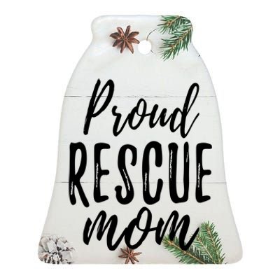 RESCUE MOM Animal Lovers Tee Shelter Dog Cat Love Ceramic Bell Ornament