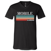 Retro Mobile Alabama Al Souvenir Gift V-Neck T-Shirt