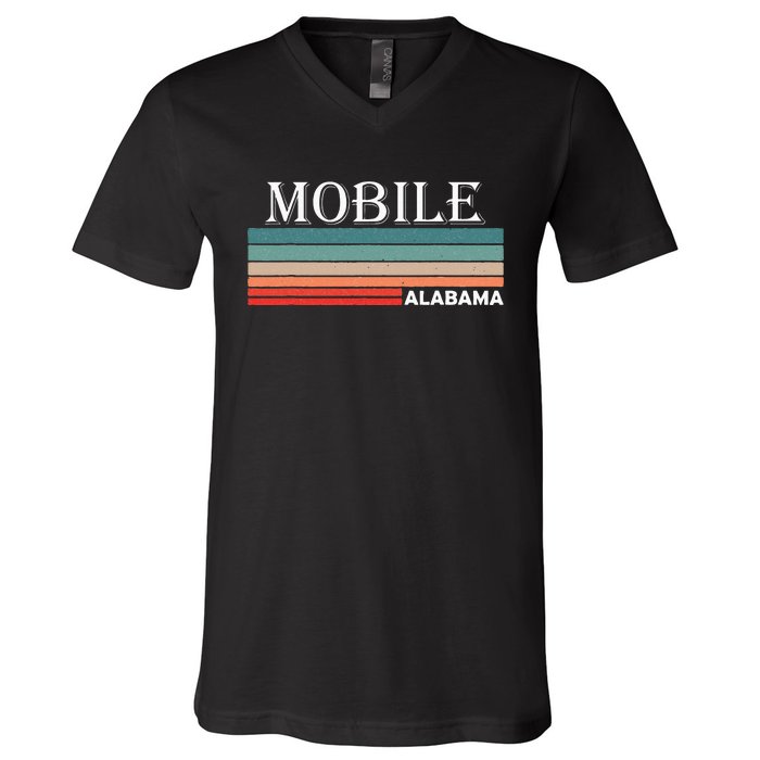 Retro Mobile Alabama Al Souvenir Gift V-Neck T-Shirt