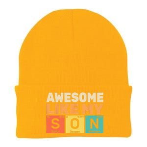 Retro Men Awesome Like My Son Periodic Table Chemistry Gift For Dad Knit Cap Winter Beanie