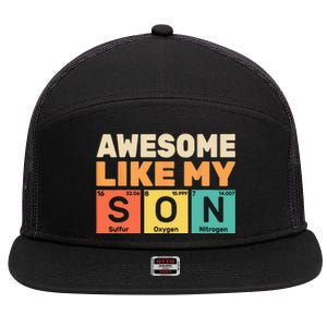 Retro Men Awesome Like My Son Periodic Table Chemistry Gift For Dad 7 Panel Mesh Trucker Snapback Hat