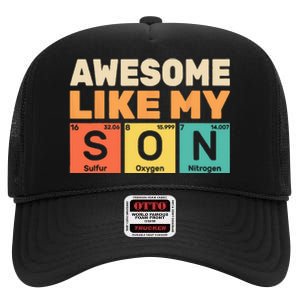 Retro Men Awesome Like My Son Periodic Table Chemistry Gift For Dad High Crown Mesh Back Trucker Hat