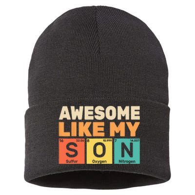 Retro Men Awesome Like My Son Periodic Table Chemistry Gift For Dad Sustainable Knit Beanie