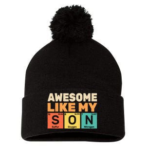 Retro Men Awesome Like My Son Periodic Table Chemistry Gift For Dad Pom Pom 12in Knit Beanie