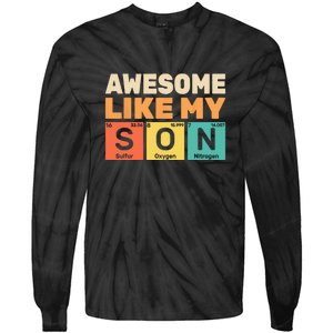 Retro Men Awesome Like My Son Periodic Table Chemistry Gift For Dad Tie-Dye Long Sleeve Shirt