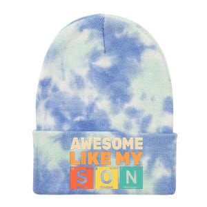 Retro Men Awesome Like My Son Periodic Table Chemistry Gift For Dad Tie Dye 12in Knit Beanie