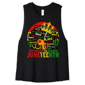 Remembering My Ancestors Juneteenth Celebrate Black Women Women's Racerback Cropped Tank