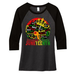 Remembering My Ancestors Juneteenth Celebrate Black Women Women's Tri-Blend 3/4-Sleeve Raglan Shirt