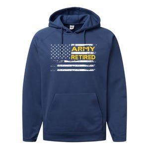 Retired Military Army 4th Of July Performance Fleece Hoodie