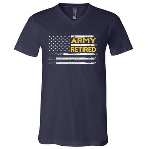 Retired Military Army 4th Of July V-Neck T-Shirt