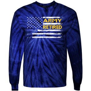 Retired Military Army 4th Of July Tie-Dye Long Sleeve Shirt