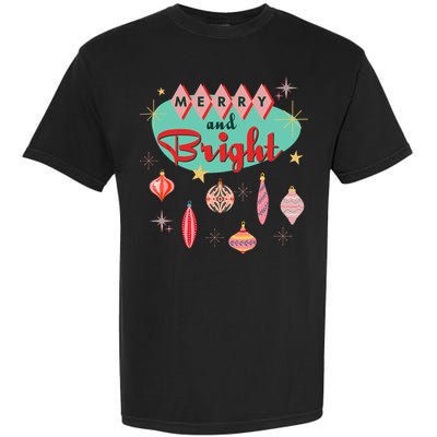 Retro Merry And Bright Midcentury Modern Christmas Ornament Garment-Dyed Heavyweight T-Shirt