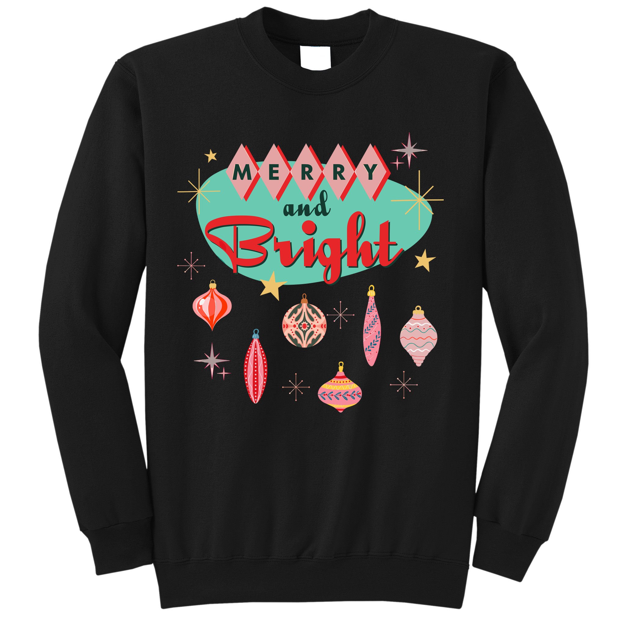 Retro Merry And Bright Midcentury Modern Christmas Ornament Sweatshirt
