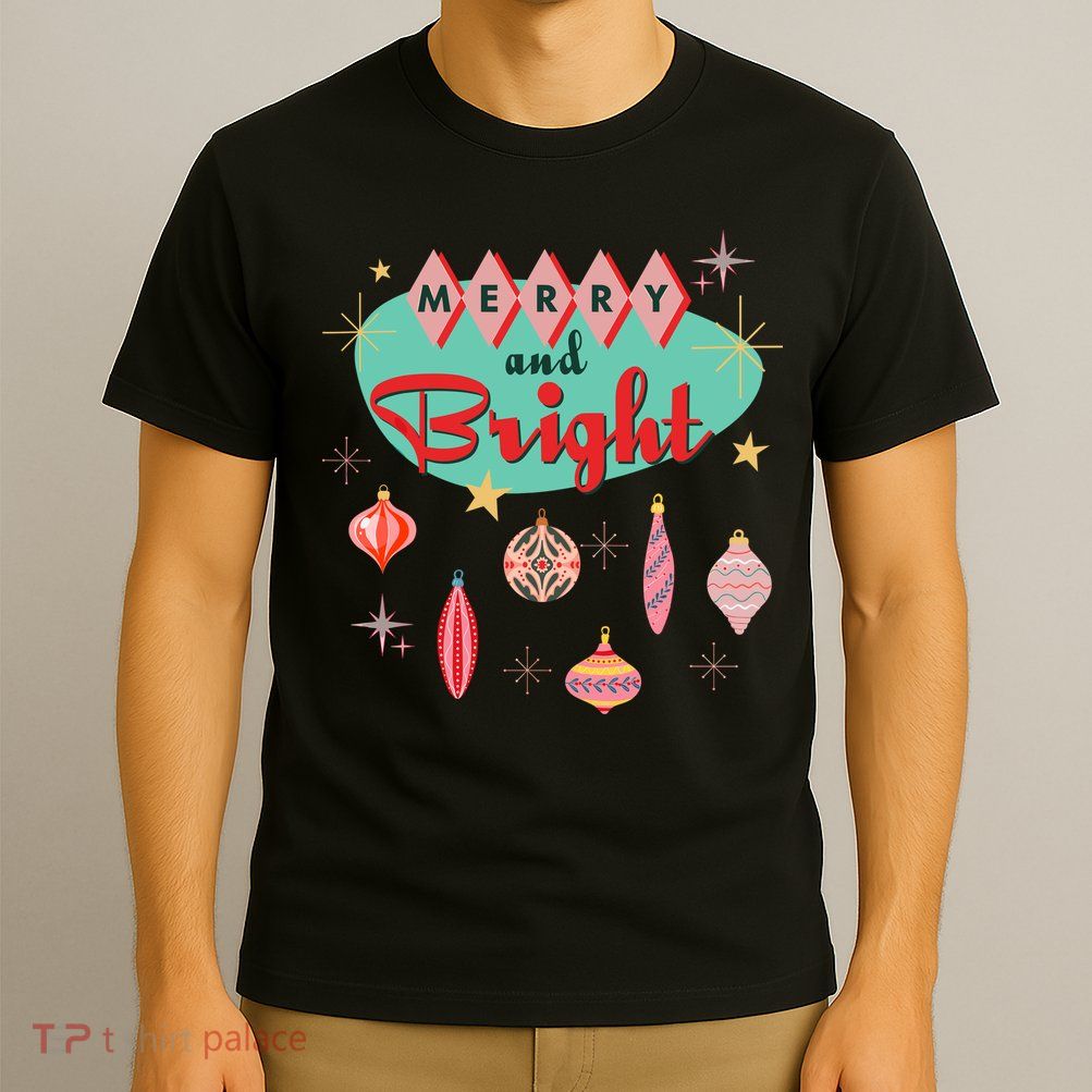 Retro Merry And Bright Midcentury Modern Christmas Ornament T-Shirt